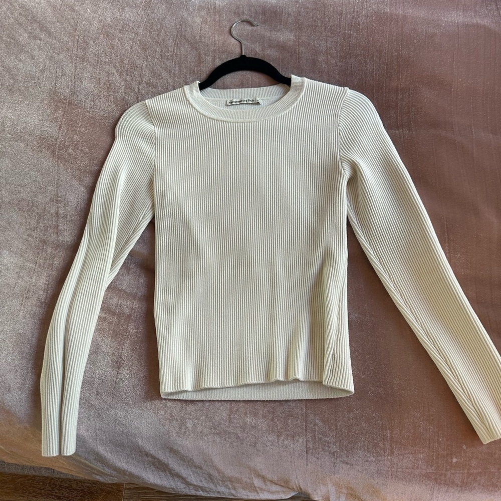 Elegant Cream Ribbed Women's Top